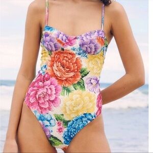 Farm Rio Chita Rainbow One Piece Swimsuit Bathing Suit Swim